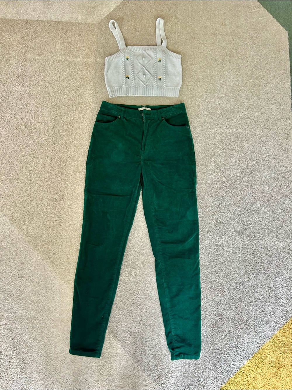 Copper Key Deep Emerald Green Velvet Like Skinny Pants - Women